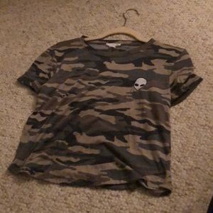 Camo crop top with alien patch